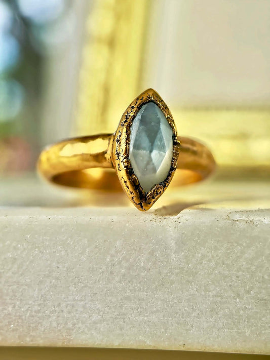 Faceted Pearlescent Ring