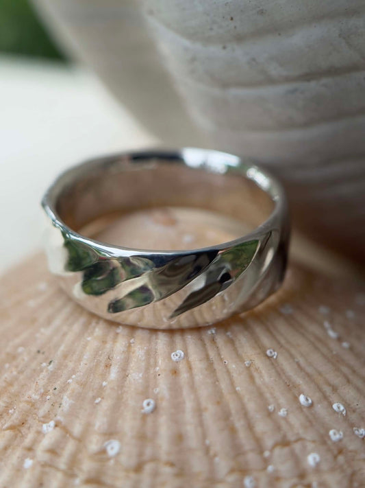 Ripple Ring in Casted .940 Silver